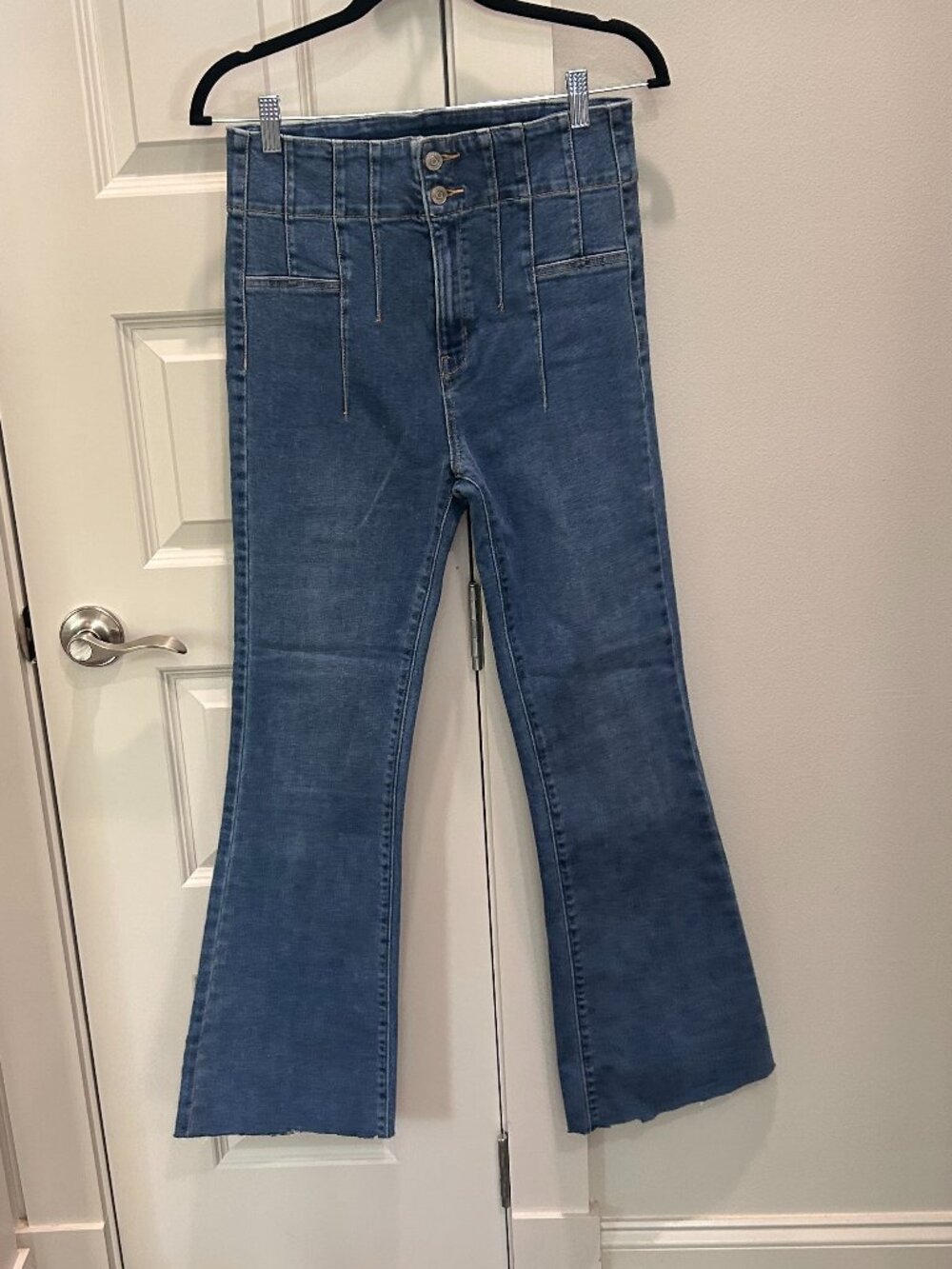 Zenana Stretchy Wide Leg Raw Edge Denim